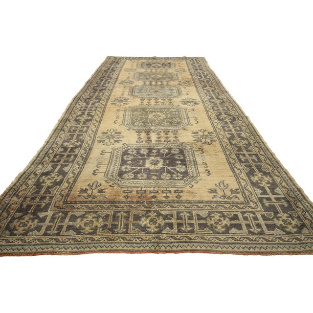 French Country Vintage Turkish Oushak Hallway Runner - 04'09 X 11'04 For Sale - Image 3 of 7