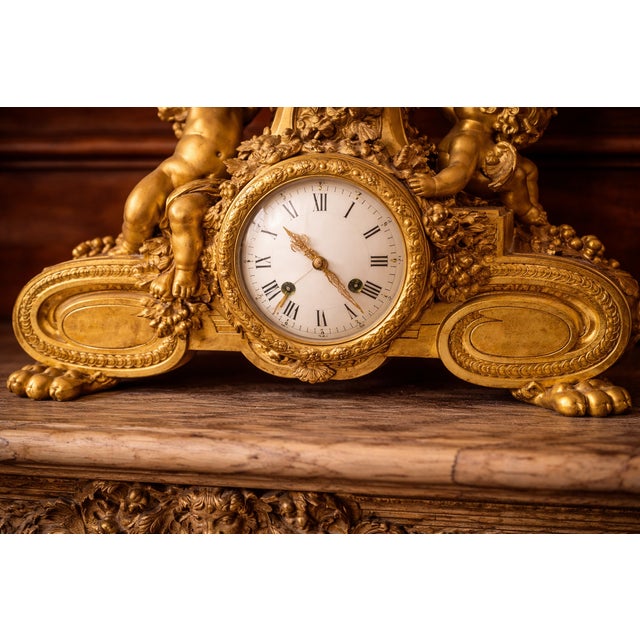 19th Century 19thC French Louis XVI Gold Ormolu Bronze Mantel Clock For Sale - Image 5 of 18