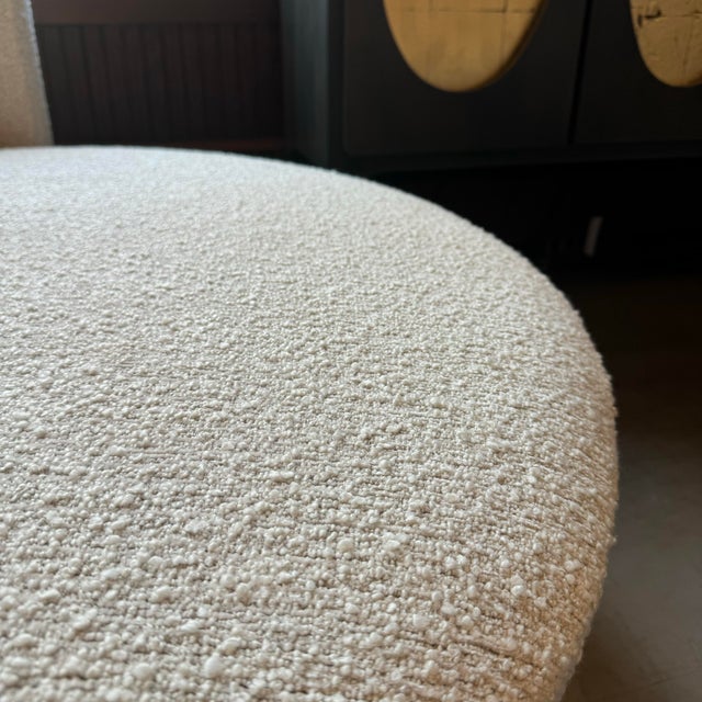 Textile Selene Sculptural Round Swivel Lounge Chair, Fully Upholstered Circular Seat For Sale - Image 7 of 9