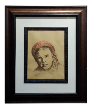 Leon Wyczólkowski -Portrait of a Woman in a Red Headscarf-Pastel Drawing on Paper
