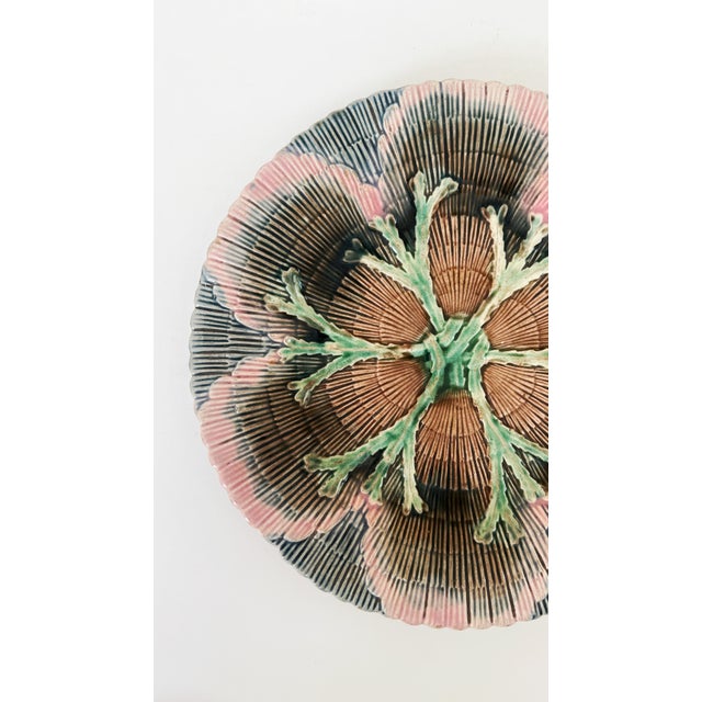 Antique 19thC Etruscan Majolica Shell and Seaweed Plate 8 1/4" Diameter Plate c 1880s. Stamped incised on back. A Lovely...
