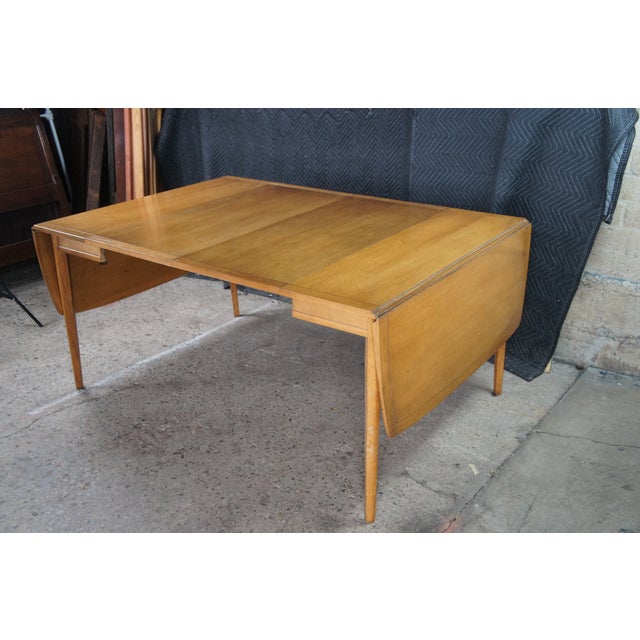 Brown Drexel Meridian Mid Century Modern Walnut Drop Leaf Extendable Dining Table 95" For Sale - Image 8 of 13