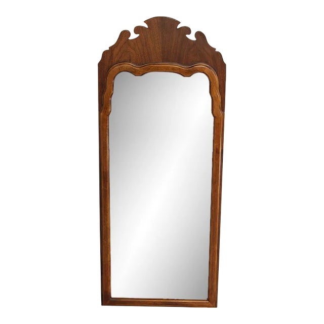 1970s Brandt Queen Anne Style Walnut Looking Glass Wall Mirror For Sale