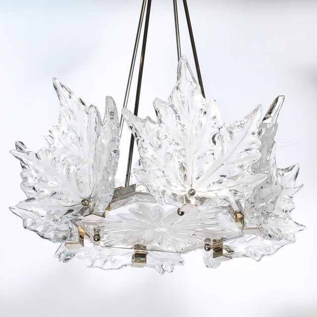 1960s Mid-Century "Champs Élysées" Frosted Crystal Chandelier Signed René Lalique For Sale - Image 5 of 18