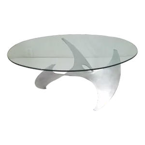 1960s Vintage Coffee Table Glass Aluminum Propeller Knut Hesterberg for Ronald Schmitt Mid Century Modern