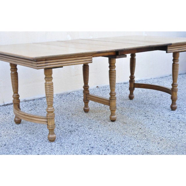 Antique American Victorian Oak Wood Square Extension Dining Table With 3 Leaves For Sale - Image 11 of 13