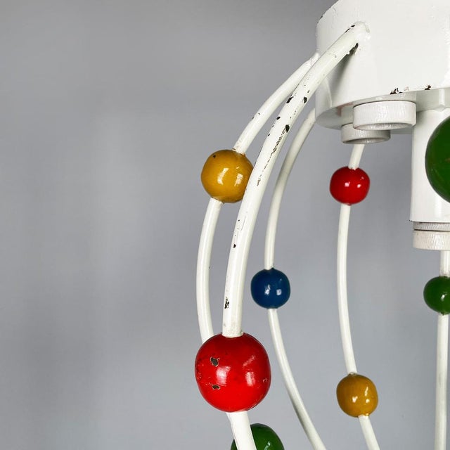 Metal Mid-Century Italian Chandelier with Colored Spheres, 1940s For Sale - Image 7 of 17