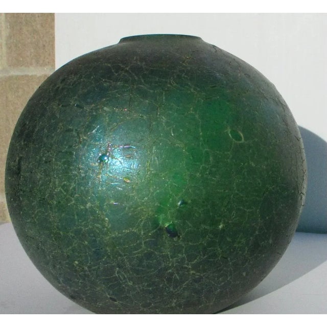 Modern Green Glass Globe With Irridescent Flash Glaze. For Sale - Image 3 of 7