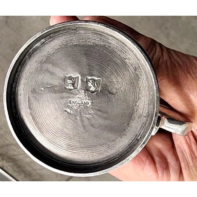 Set of Four Early 20th Century Fine English Polished Pewter Graduated Measuring Jugs For Sale - Image 4 of 13