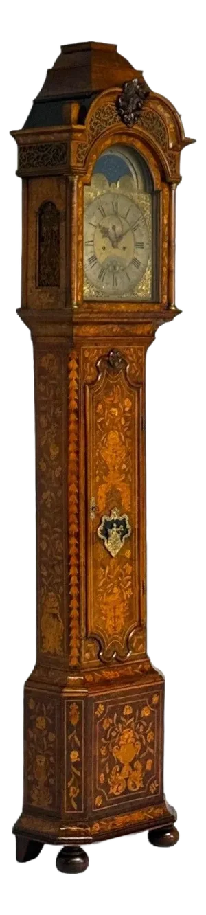 Jp Kroese, Dutch Baroque, Marquetry, Moon Face Dial, Grandfather Clock, 18th C