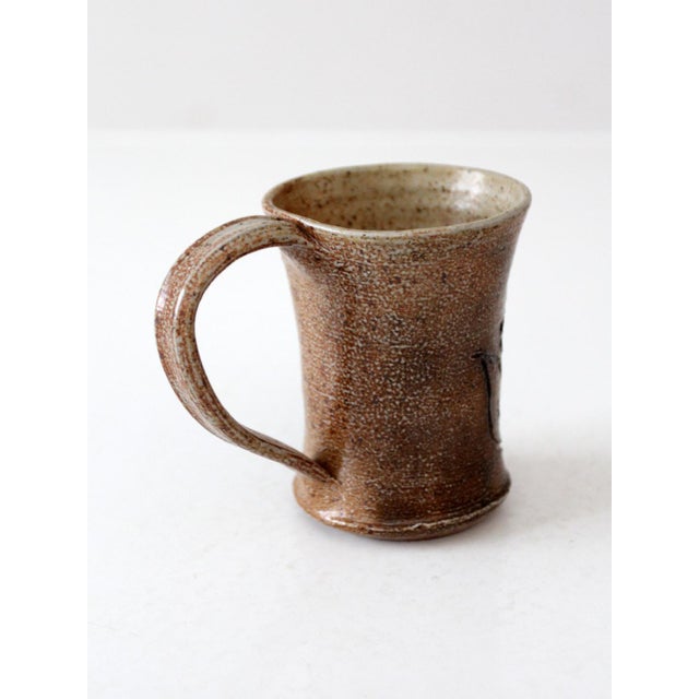 Brown Vintage Studio Pottery Mug For Sale - Image 8 of 10