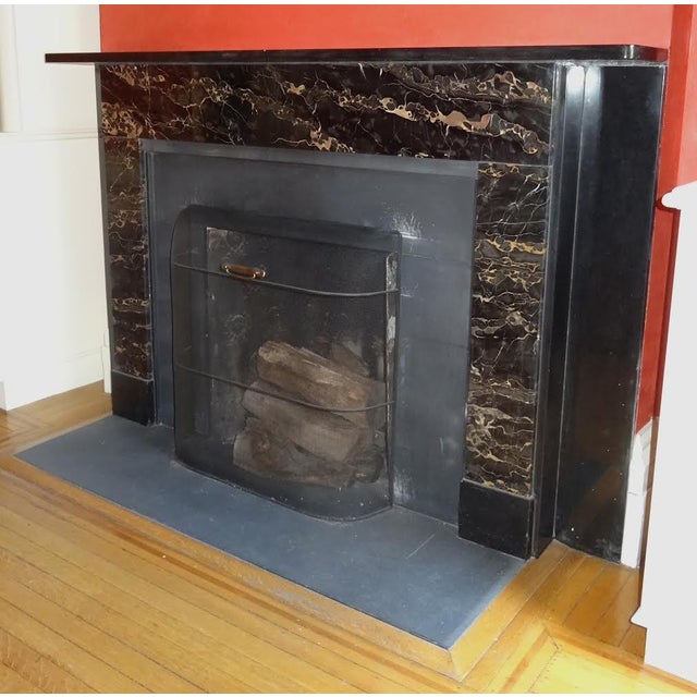 Antique Mantel Black and Portoro Marble For Sale - Image 9 of 9