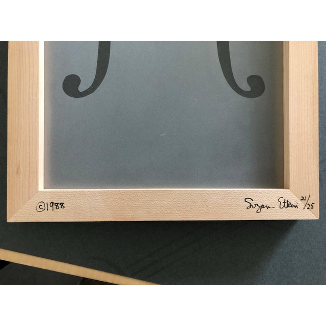 Modern Suzan EtkinAcid etched Music Note Clef Glass Wall Sculpture Artwork Framed ed. 25 Signed, 1988 For Sale - Image 3 of 4