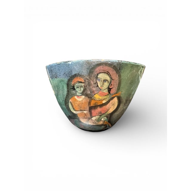 Polia Pillin Polia Pillin Hand-Painted Figurative Studio Pottery Vessel, California, C. 1950s For Sale - Image 4 of 5