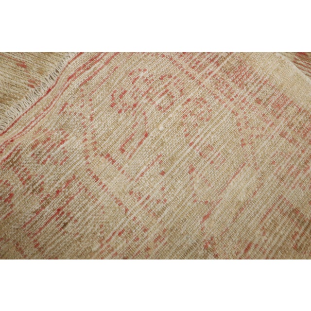 a late 19th-century worn Square Turkish Oushak Ghiordes Rug. Ivory and soft red Details rug no. j4075 size 12' 4" x 13'...