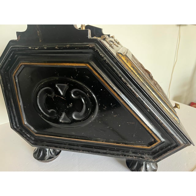 Highest Quality Victorian Aesthetic Japanned Metal Complete Coal Scuttle Box, Purdonium Original Shovel Marked H.Loveridge & Co. The Edinburgh C1880 For Sale - Image 4 of 14