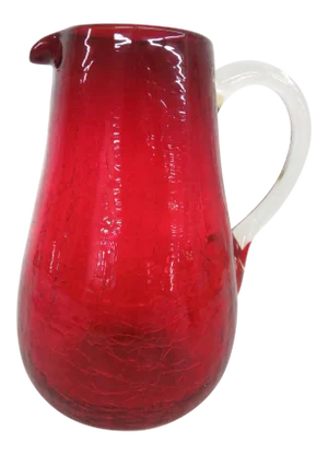 Mid Century Modern Crackle Glass Ruby Red Pitcher Milk Creamer