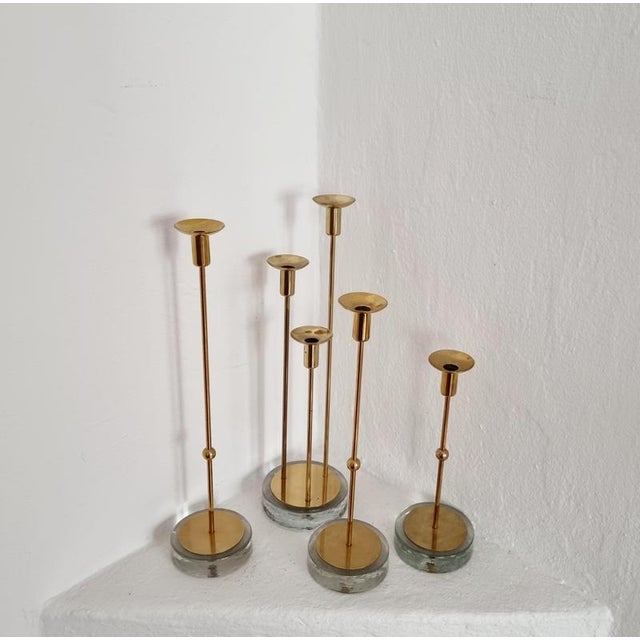 Metal Candleholders in Brass and Glass by Gunnar Ander, 1960s, Set of 4 For Sale - Image 7 of 15