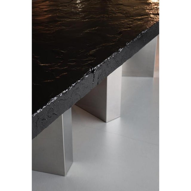 Contemporary Black Moon One of a Kind Dining Table in Burnished Wood by Alex Turco For Sale - Image 3 of 10