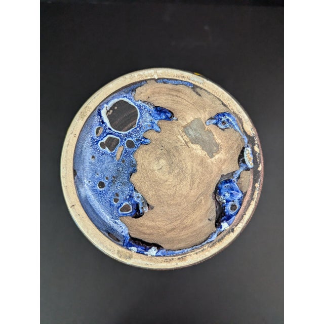 Mid 20th Century Marius Bessone Vallauris Attributeed French Pottery Fat Lava Moon Crater Glaze Lidded Jar For Sale In Jacksonville, FL - Image 6 of 10