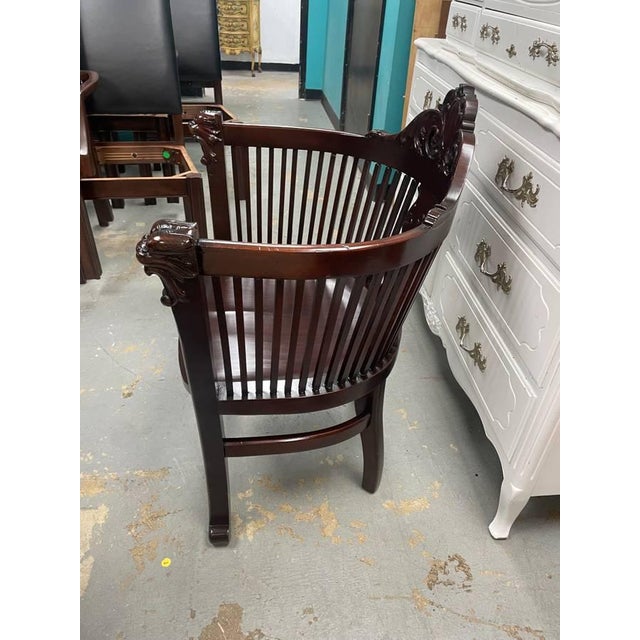 Art Deco Antique Rosewood Hand Carved Armchair, Profesionally Refinished, Gargoyle Ends For Sale - Image 3 of 8
