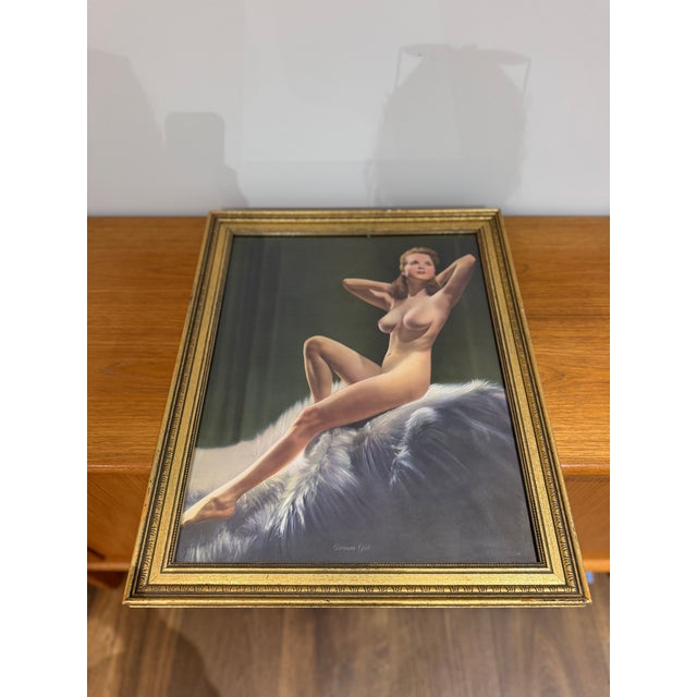 Mid-Century Modern Vintage Earl Moran "Dream Girl" Framed Pin-Up Print | Hollywood Glamour | Mid-Century Wall Art | 22 X 18 For Sale - Image 3 of 5