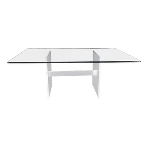 Lucite & Aluminum Base Rectangle Glass Top Dining Conference Table