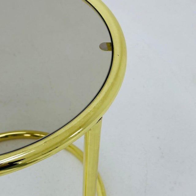 Bauhaus Bauhaus Round Golden Chrome and Glass Side Table, 1980s For Sale - Image 3 of 11