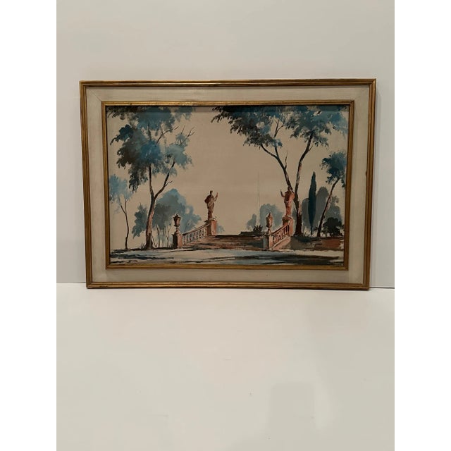 Textile Painting on Canvas of Formal Garden by John Hulse For Sale - Image 7 of 10