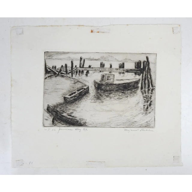 Vintage Mid 20th Century Etching Jamaica Bay New York For Sale - Image 4 of 4