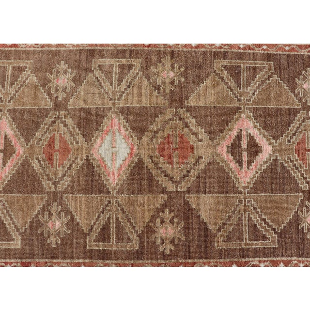 Hand Knotted Colorful Turkish Kars With Tribal Designs and Geometric Motifs 4'4 X 9'9 For Sale - Image 9 of 12