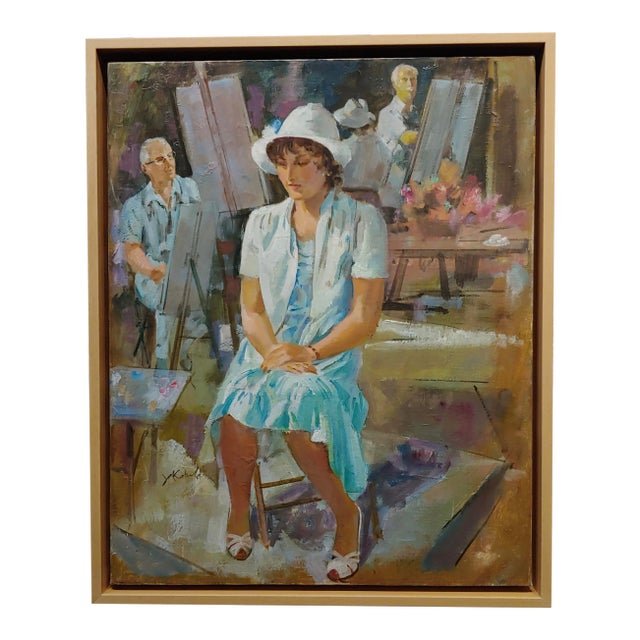 Jo Kotula -Portrait Session With a Sitting Model -Oil Painting For Sale