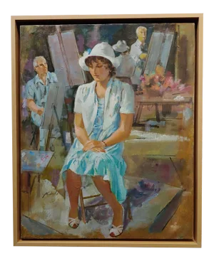 Jo Kotula -Portrait Session With a Sitting Model -Oil Painting