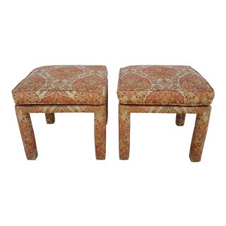 1970s Vintage French Style Upholstered Stools- a Pair For Sale