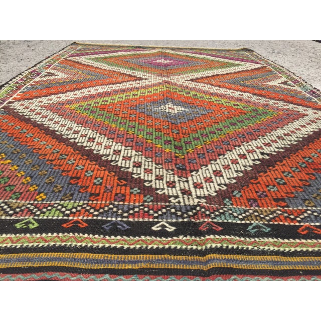 Vintage Turkish Kilim Rug - 5′8″ × 8′4″ X For Sale In Raleigh - Image 6 of 9