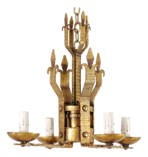 Mid 20th Century French Fleur-De-Lys Motif Gold Chandelier