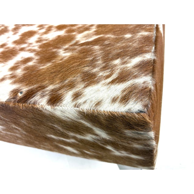 Modern Natural Cowhide Upholstered Bench For Sale - Image 9 of 11
