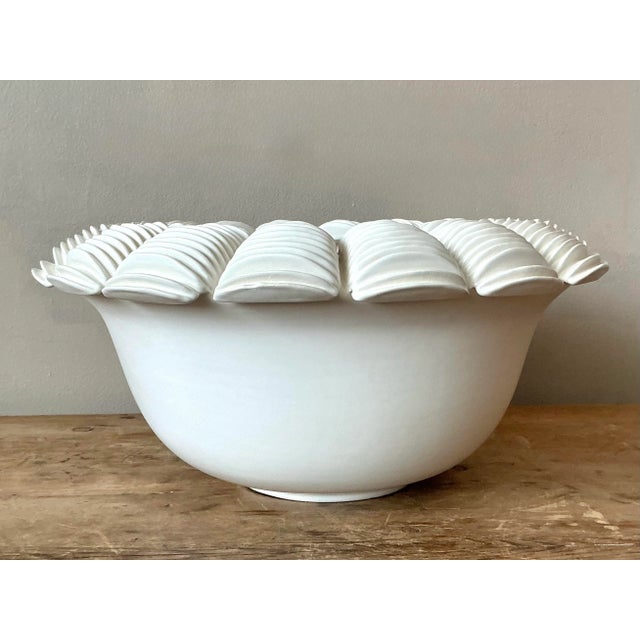 Off-white Vintage Boho Matte Ceramic Bowl For Sale - Image 8 of 10