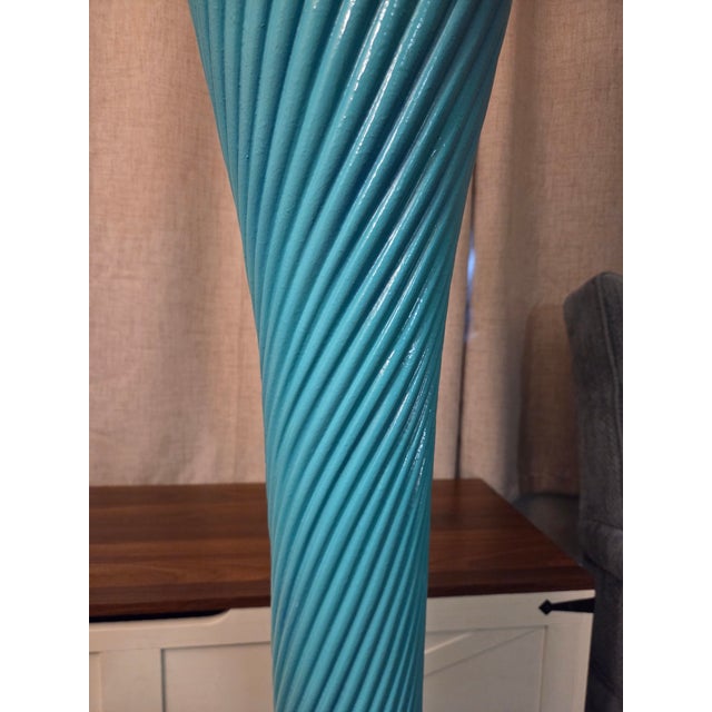 Vintage 1980s Postmodern Twisted Plaster Floor Lamp - Michael Taylor Style - Turquoise For Sale - Image 6 of 9