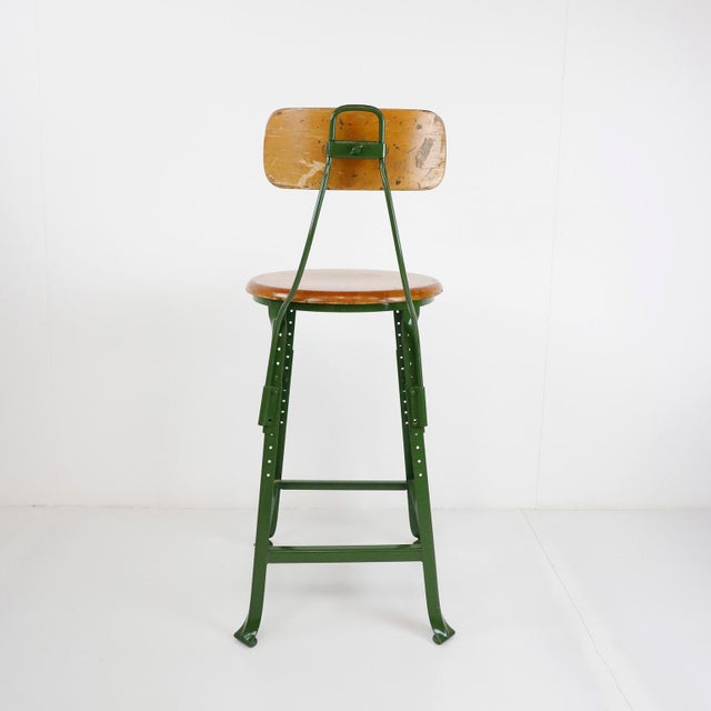 Authentic Vintage Industrial Factory Stool For Sale - Image 4 of 4