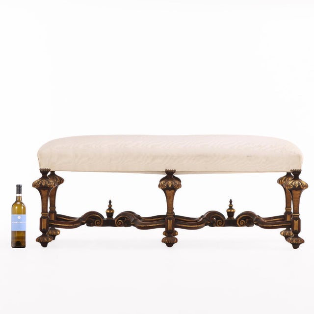 English Tudor Style Carved and Gilt Walnut Bench by Gill & Reigate, C 1900. For Sale - Image 4 of 6