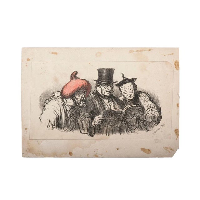 Image dimensions: 11.5 x 21.5 cm. Charges du Jour is an original color lithograph, realized in 1860 by Honoré Daumier...