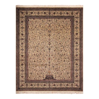 Shabby Chic Ivory Fine Handmade Rug 9.2x12 For Sale