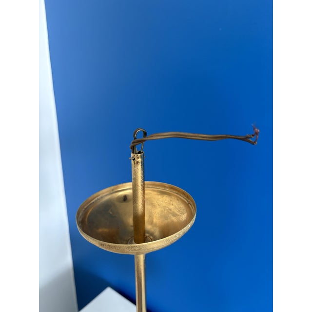 Metal Vintage Brass Suspension and Glass Egg Globe in Gold, 1950s For Sale - Image 7 of 8