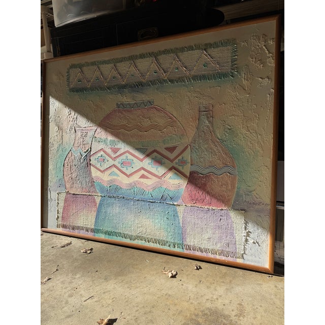 Rustic Huge S. McGrow Acrylic on Burlap Painting For Sale - Image 3 of 10