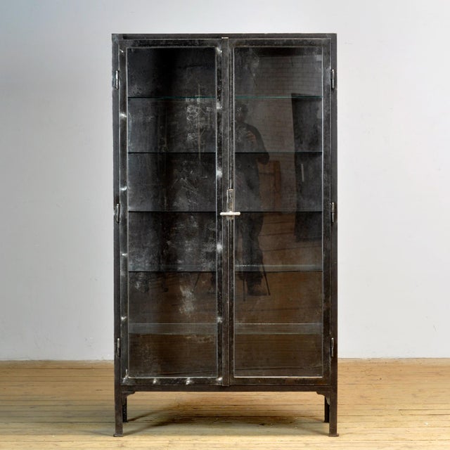 Industrial Iron Medical Cabinet, 1930s For Sale - Image 3 of 10