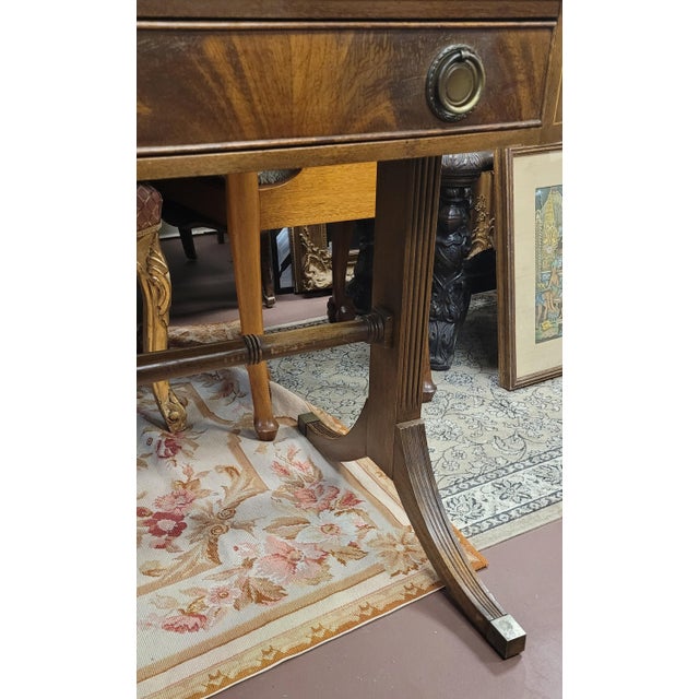 Wood Antique Georgian Leathertop Writing Desk For Sale - Image 7 of 14
