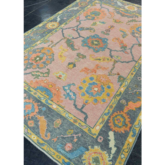 Turkish Turkish Oushak Rug 4'10" x 7'2" #19053 For Sale - Image 3 of 8