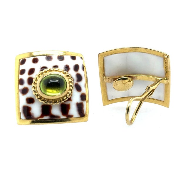 Contemporary Late 20th Century Pair of MAZ 14k Enamel Earrings For Sale - Image 3 of 3