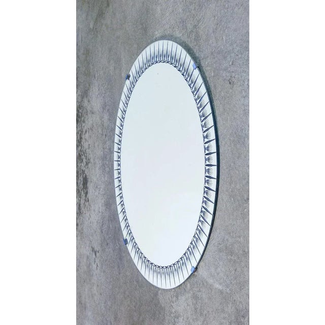 Wall mirror cristal art with decorative details mirrored on the structure support origin italy period 1960s brand cristal...